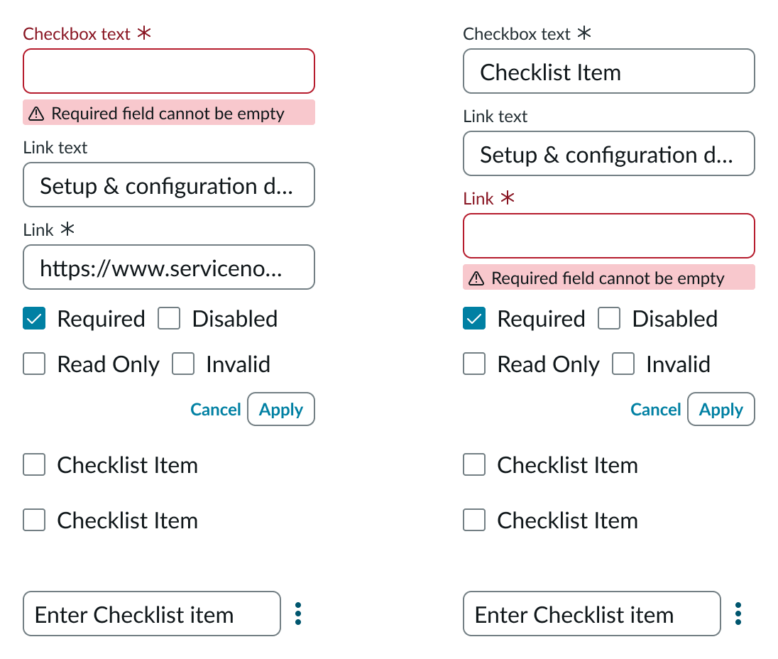 error state of a checklist