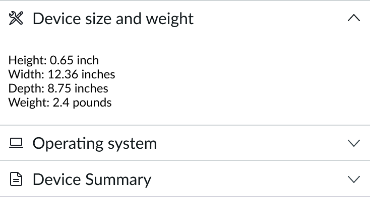 accordion component with a section expanded