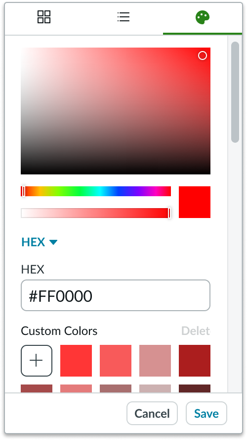 color picker palette view