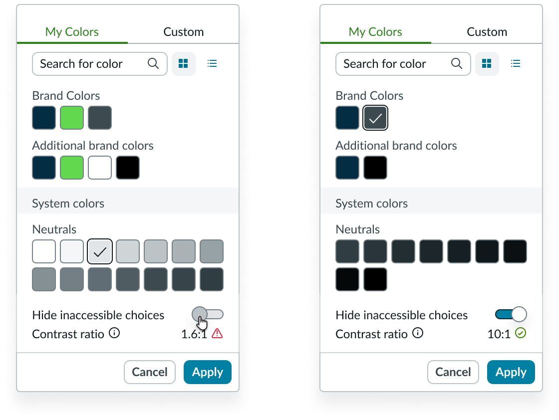 Horizontal stage picker with keyboard tab key order from left to right starting with left stage scrolling arrow button and continuing through each stage and then its action icon button