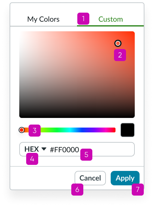 Horizontal stage picker with keyboard tab key order from left to right starting with left stage scrolling arrow button and continuing through each stage and then its action icon button