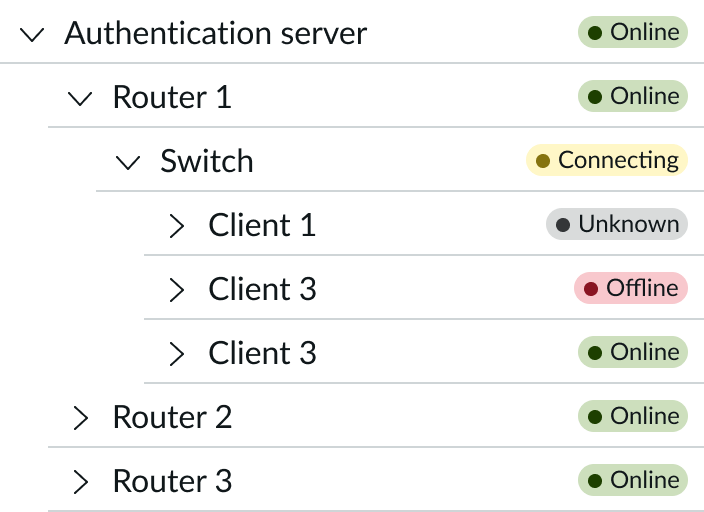 highlighted values to the right of the content tree node label