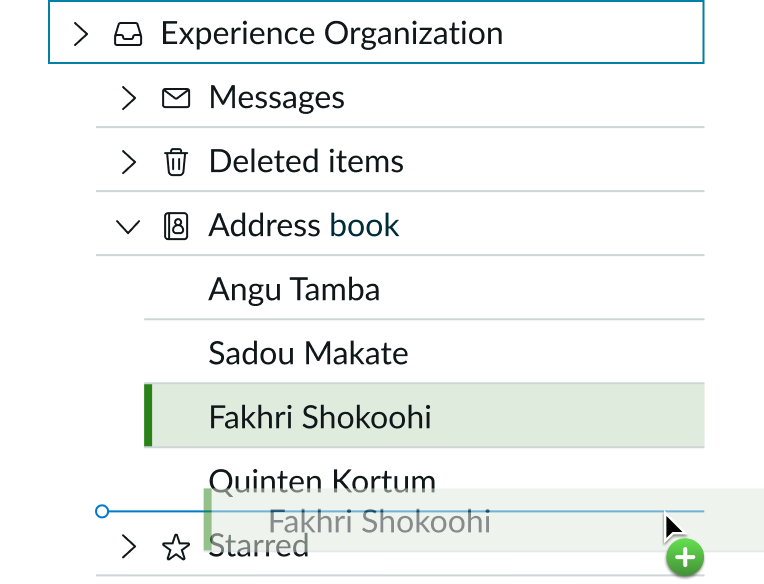 insertion point appears under the root node