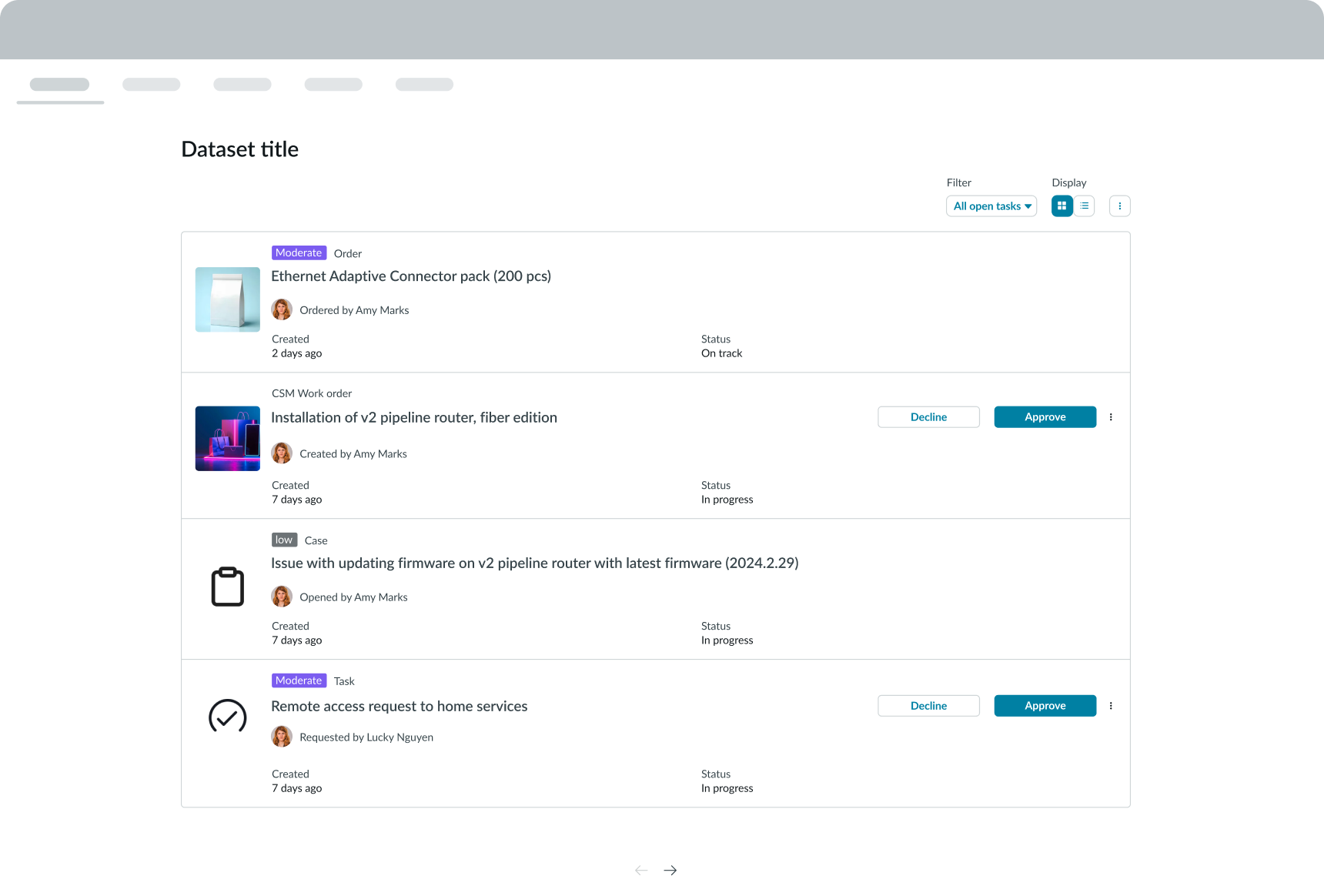 example usage of dataset card view to access records
