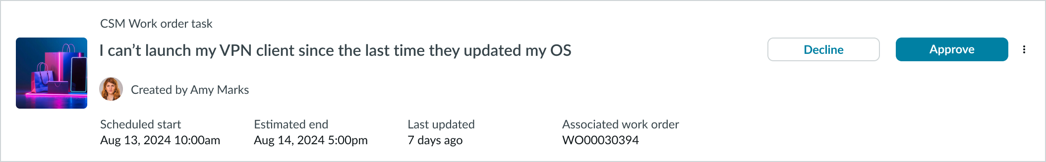 example of an item in the data set list view