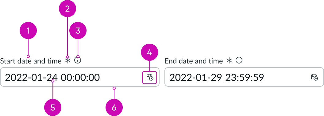 Anatomy image of the date-time-interval input fields.