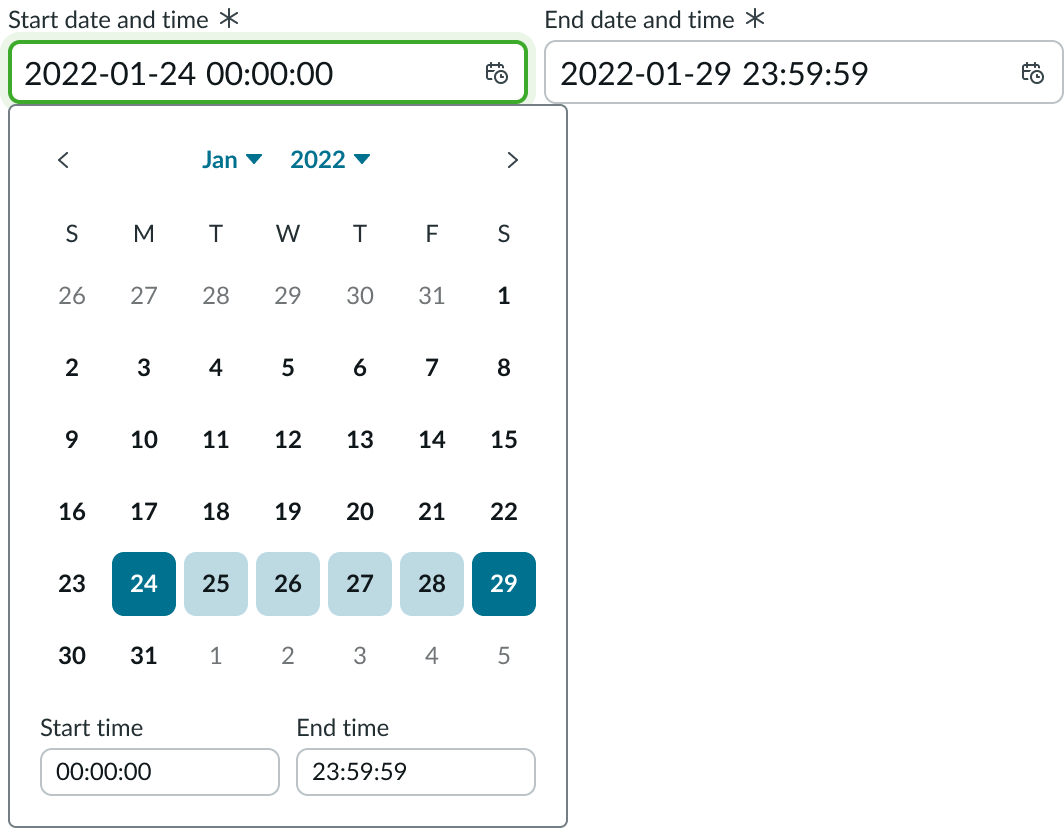 Date-time-calendar displaying date and time inputs.