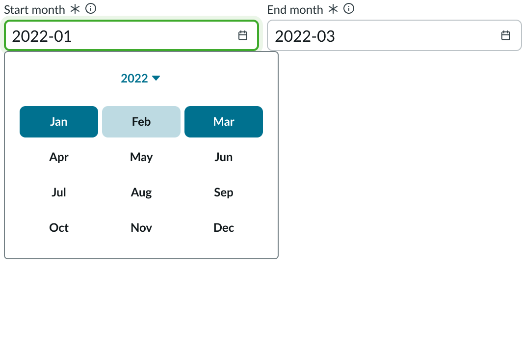 Date-time-interval displaying months.