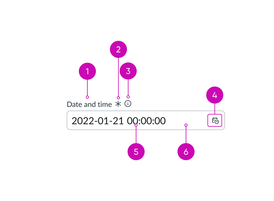 The anatomy elements of date-time input is called out