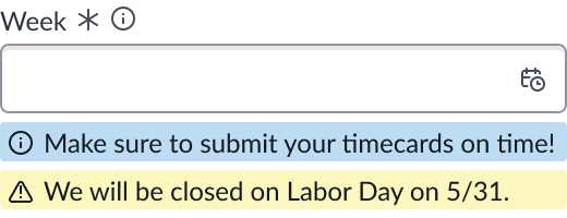 Shows two alert messages displayed below the component.