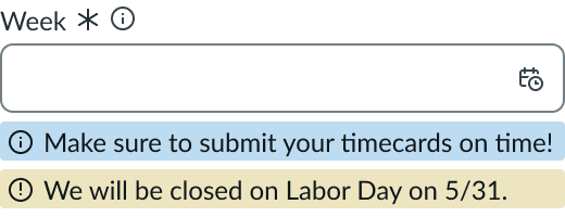 Shows two alert messages displayed below the component.