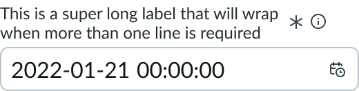 Shows component with wrapped label text