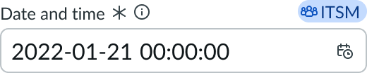 Shows date-time with a highlighted value placed in the label-end slot.