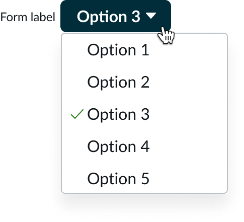 Shows the dropdown in an active state with the list displayed