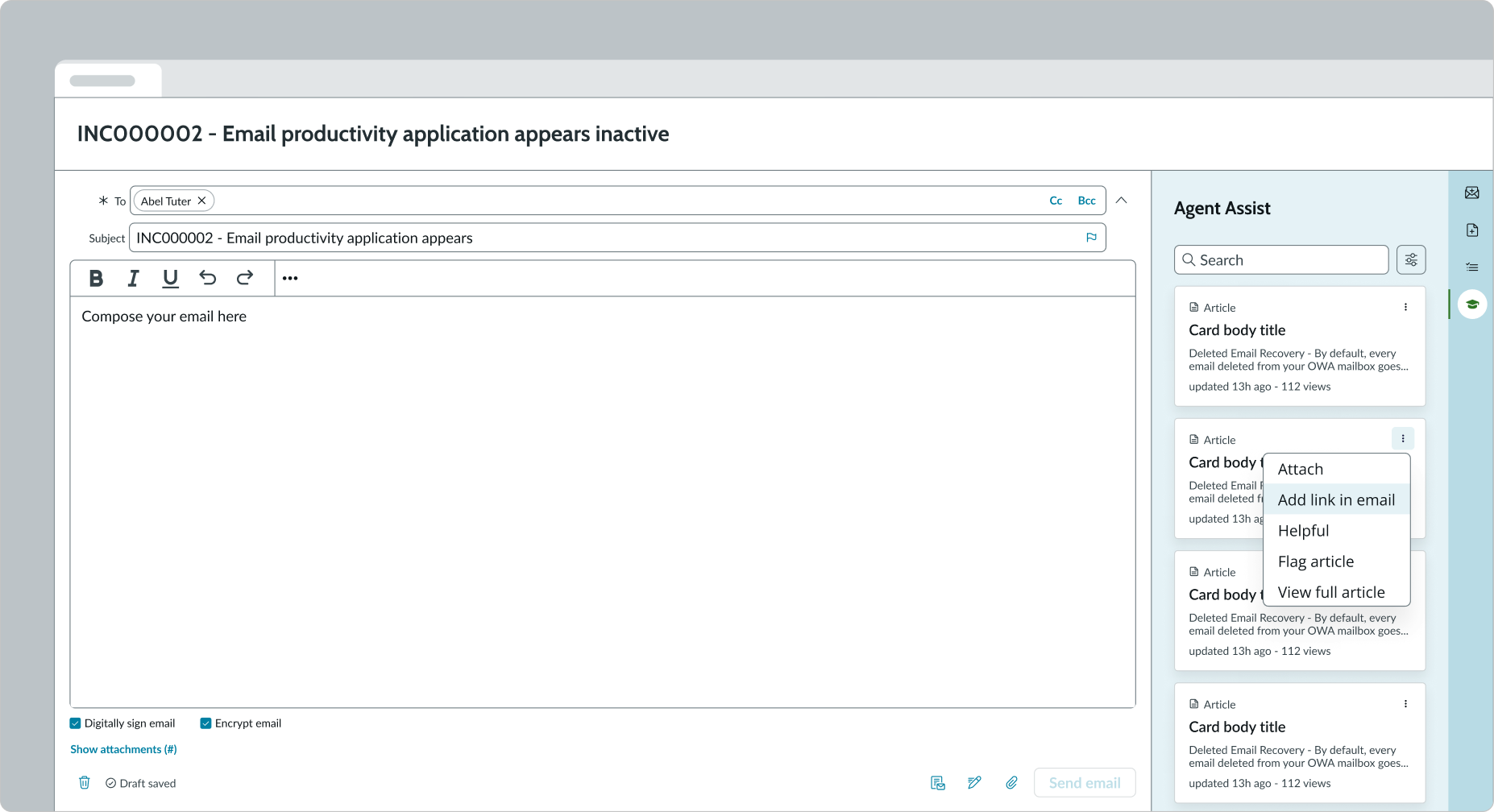 draft emails that the user has saved