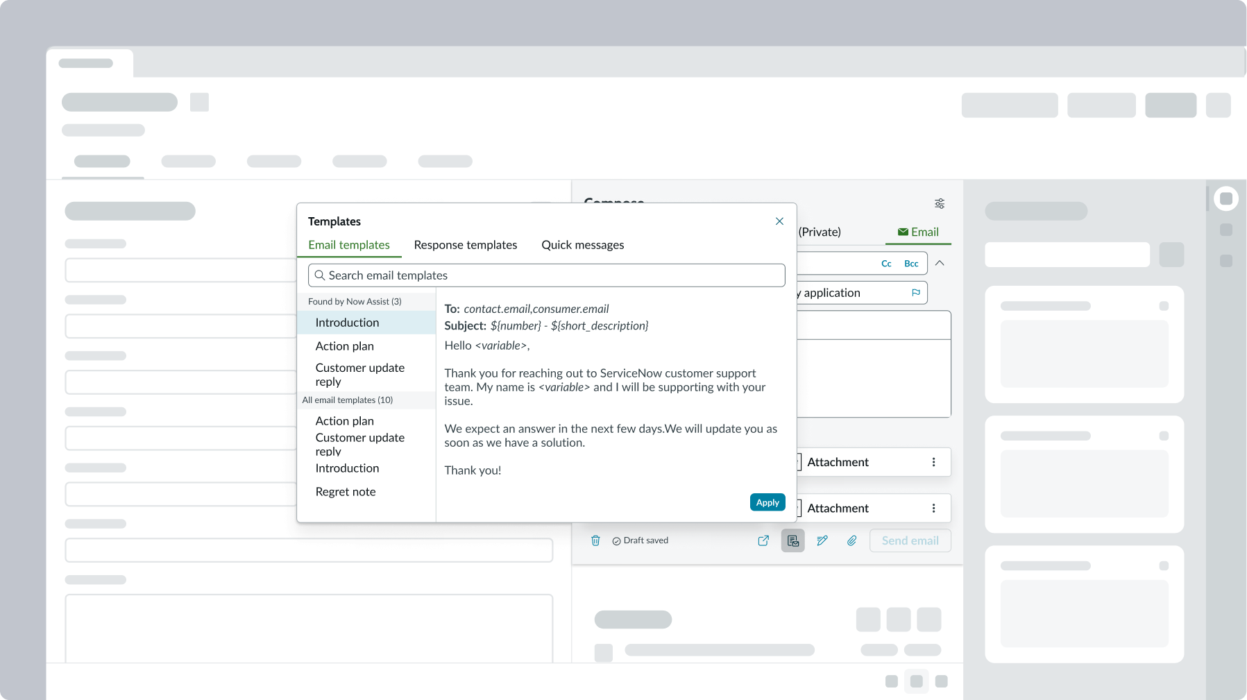 email composer component in new tab in the display