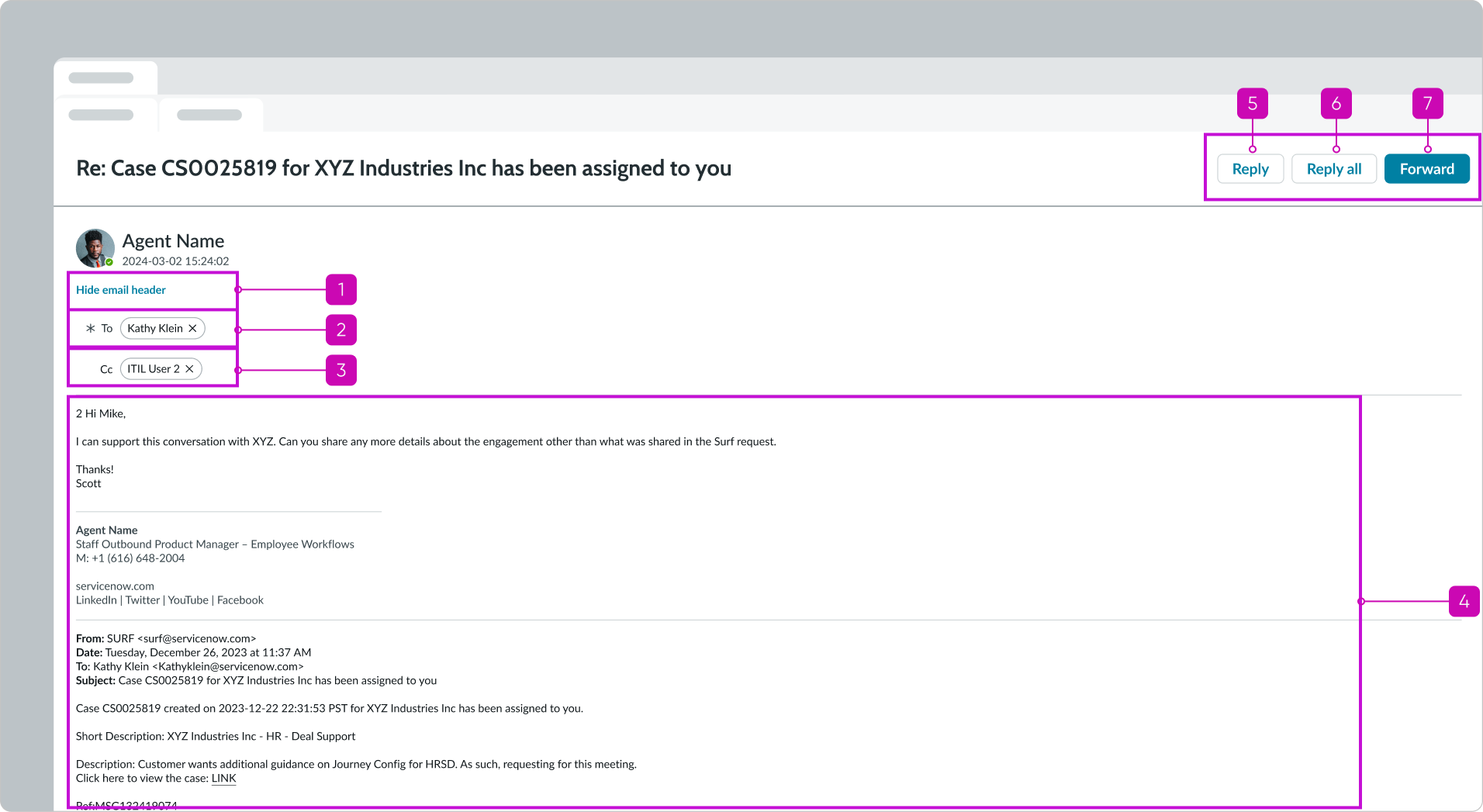 Tab order of the email viewer component