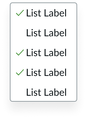 Single panel of flyout menu with selected state icons displayed next to multiple list-items