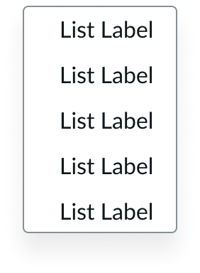 Single panel of flyout menu with no selected state icon displayed next to a list-item