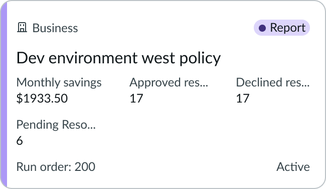 card with a purple highlight value and 'Report' label