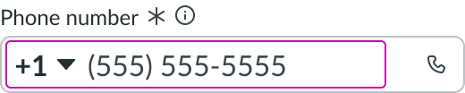 In this example, the placeholder text includes the country code +555 and the phone number (555) 555-5555.