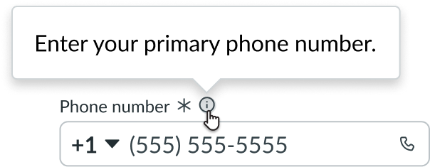hovering over the information icon to display a tooltip with helper text