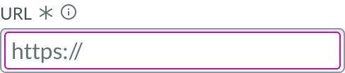 Shows a URL input field containing placeholder text to help a user complete the URL