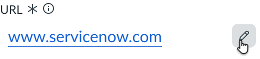 URL input field with the Edit icon button selected