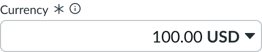 input field for entering currency