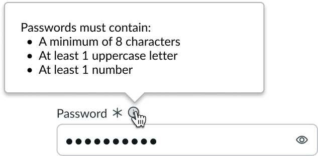 Shows field helper text in a popover displaying instructions for completing the input field