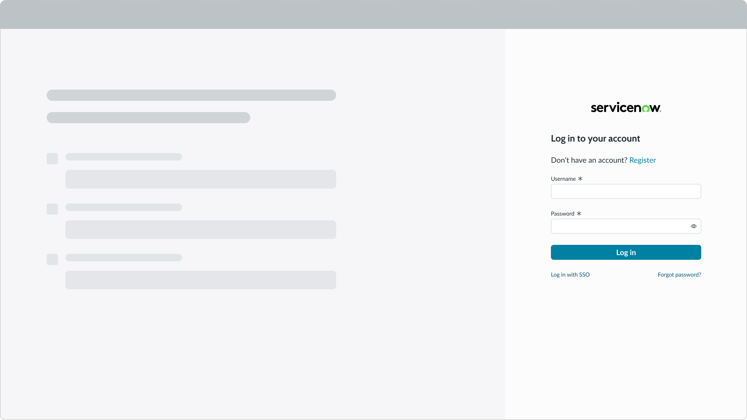 login form displayed on the right