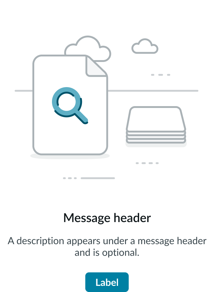 empty state message and illustration with astronaut and magnifying glass