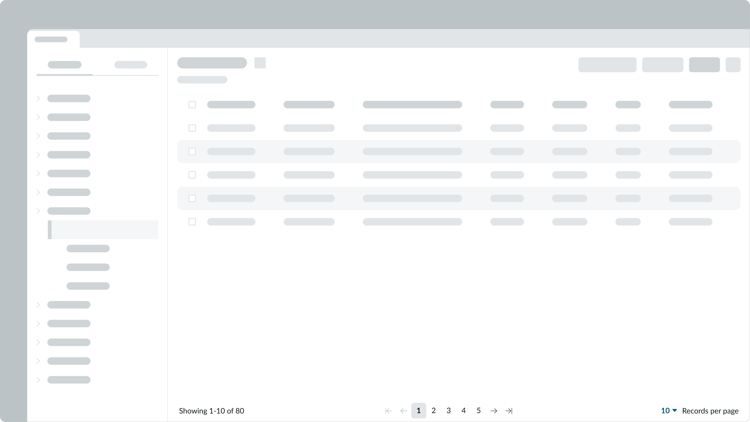 simple list with single page numbers and left and right arrows in pagination control