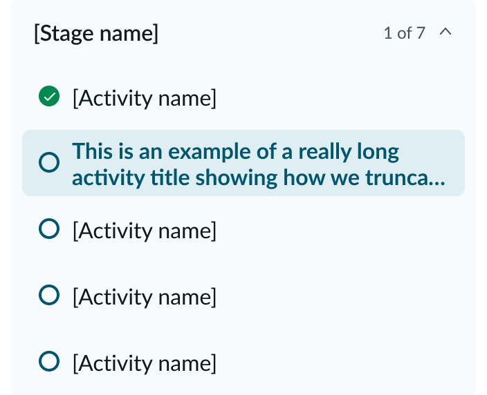 activity picker showing an activity with a name running onto 2 lines and truncated with an elipsis at the end