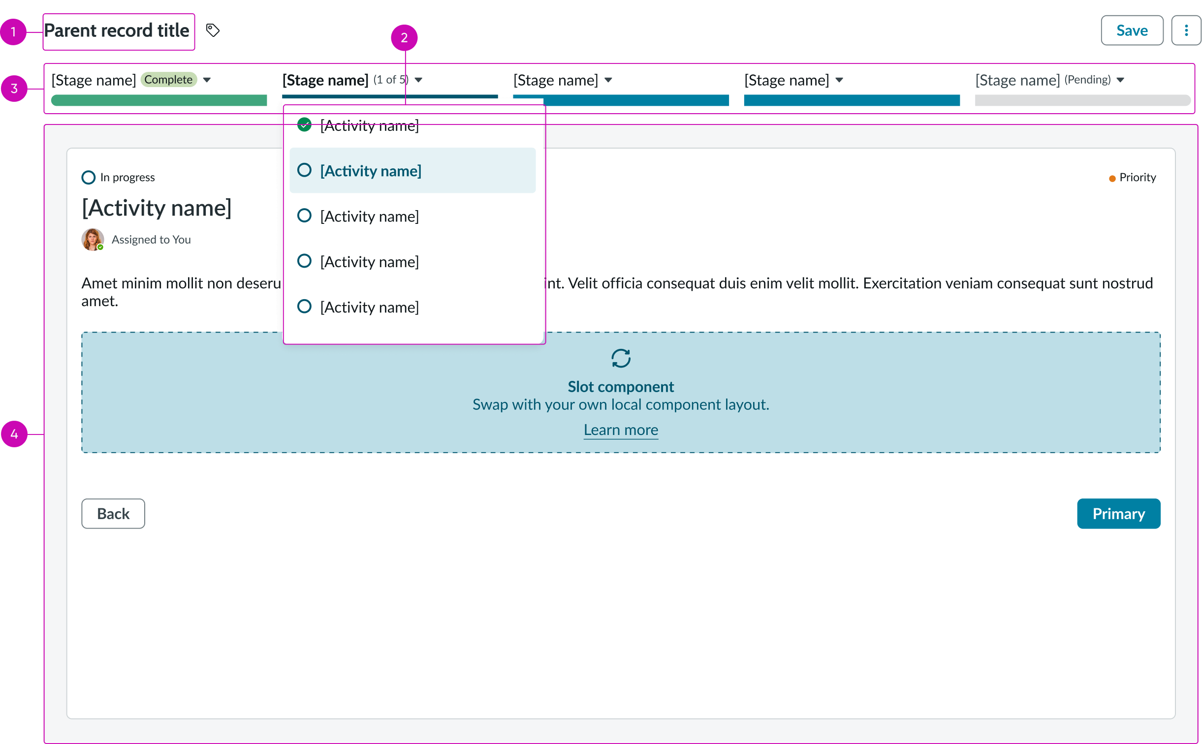 Playbook horizontal view anatomy image showing each section
