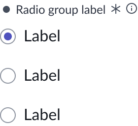 This example shows an unsaved field indicator appearing next to the radio group label.