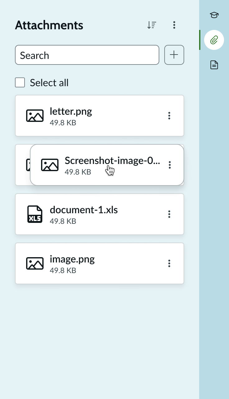 Shows the attachment hover state