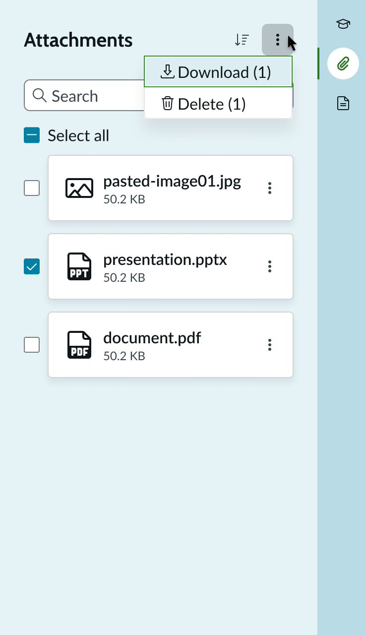 feature to download selected attachments
