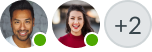 Shows avatars for the first two users viewing a record and the overflow counter indicating the number of additonal users