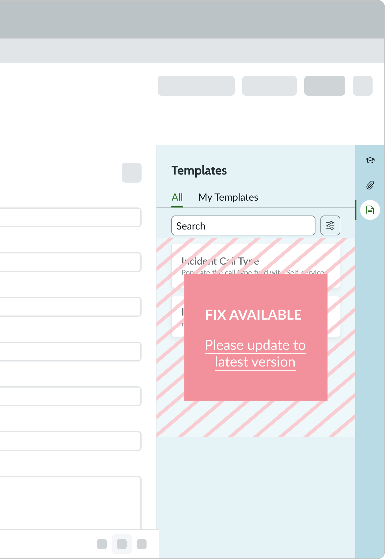  template component within the contextual side panel