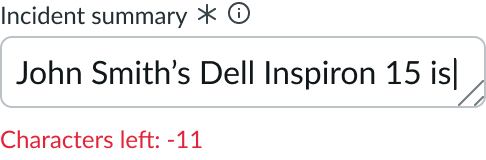 character counter in the field