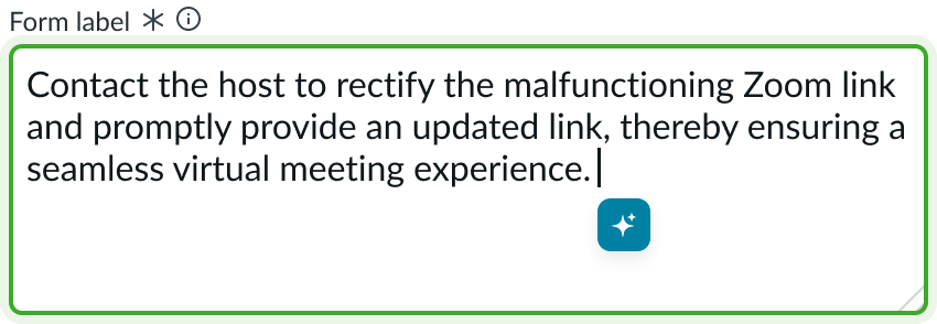 Dropdown trigger in the caret slot at the end of the text in the textarea field