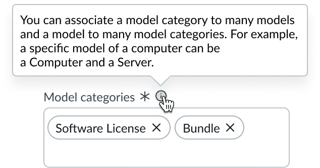 Shows a popover with field helper text to assist the user in making a selection