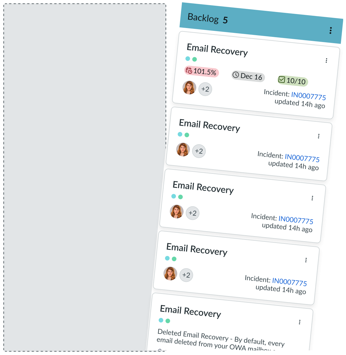 Kanban board vertical lane with