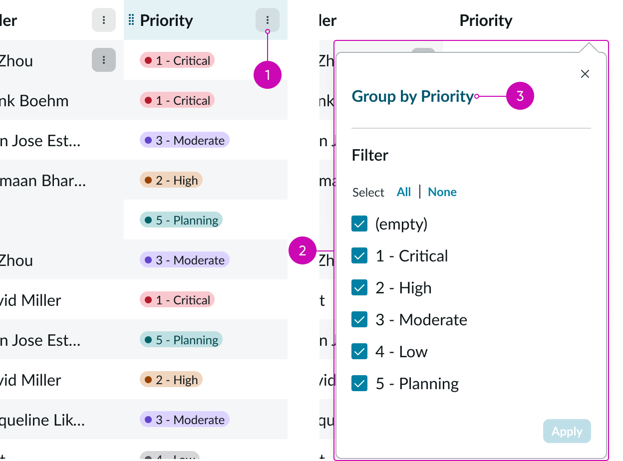 Shows the record form that opens to edit a record when the user clicks the pencil icon in the row