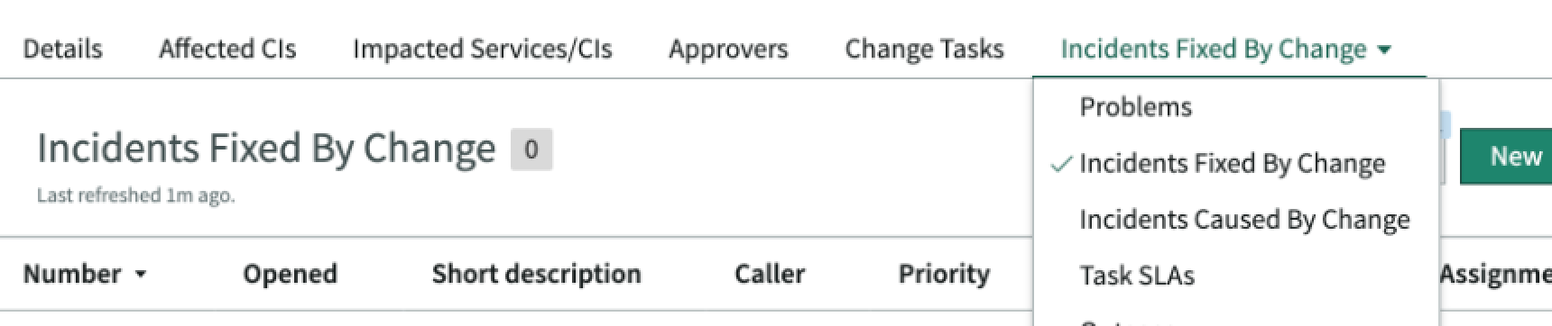 record tab overflow menu open showing panel with other record tab names