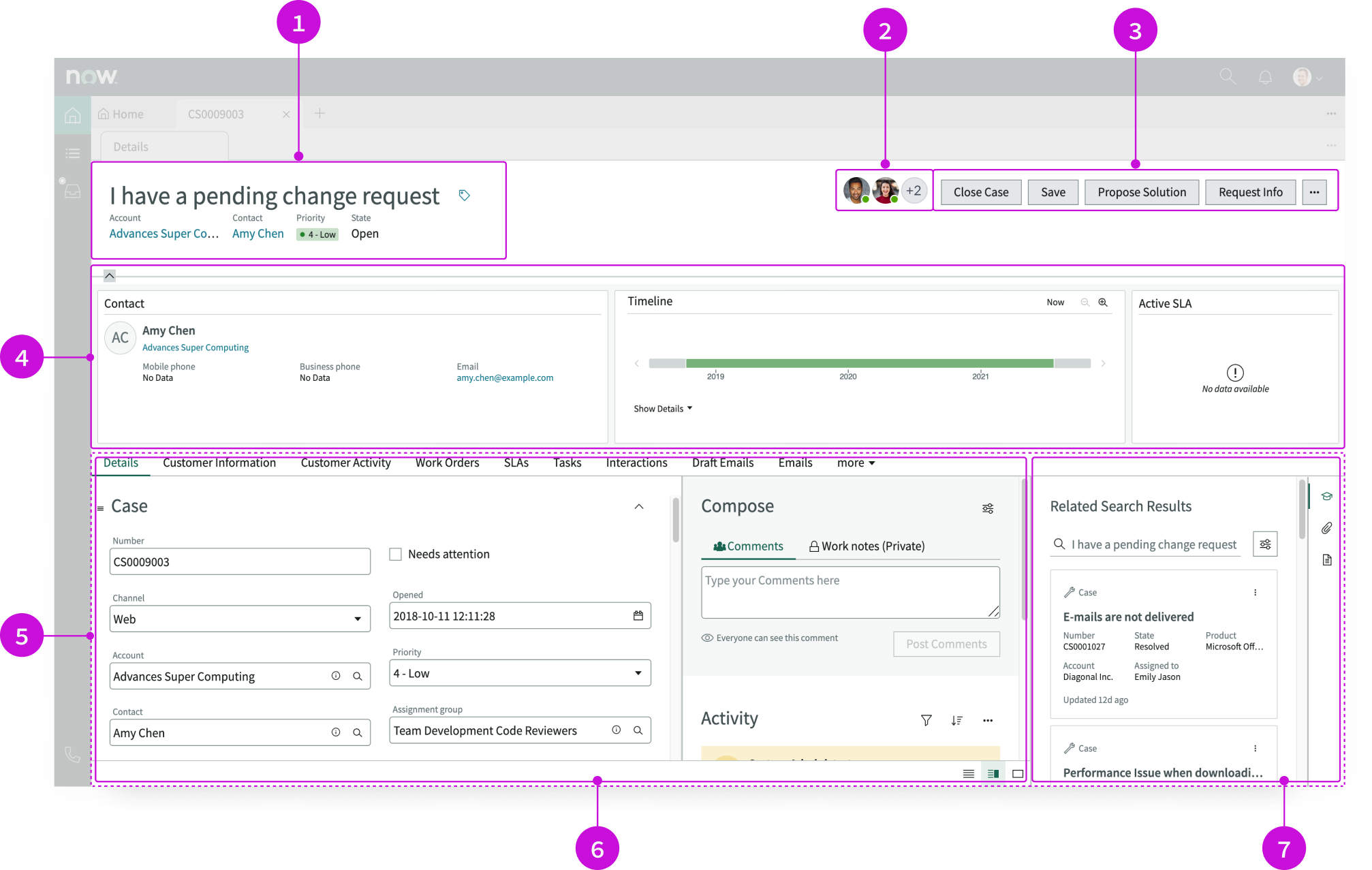 Shows the record header component highlighted on the page