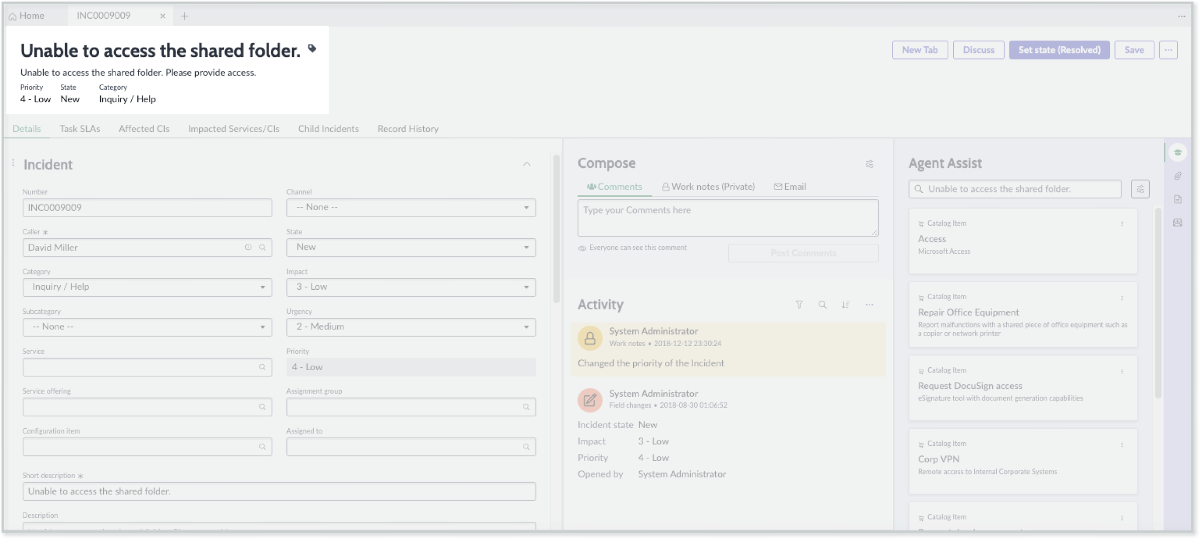 Record header showing he name of the record and details expressed as label-value pairs