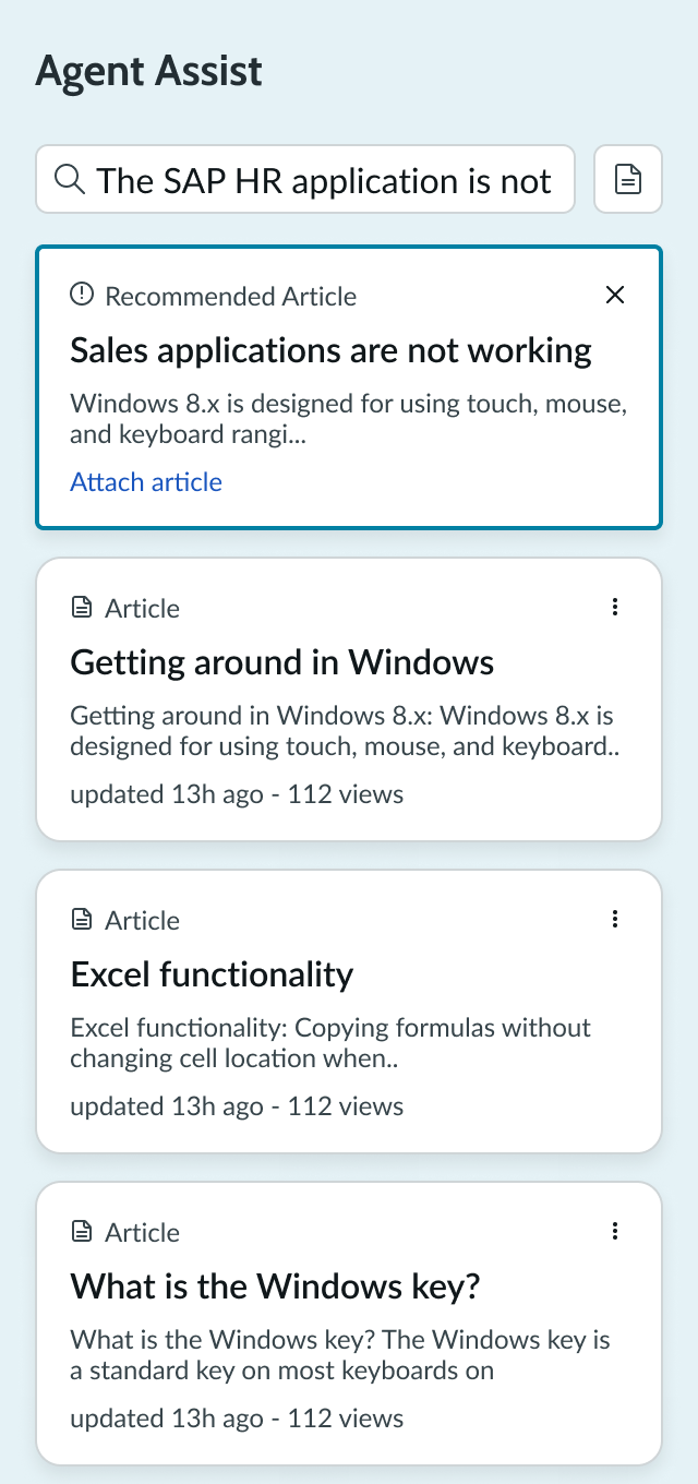 agent assist results