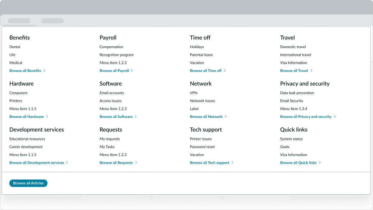 too many categories and link groups in the canvas menu